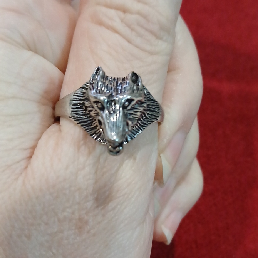 🐺Bold Sterling Silver Wolf Head Ring Size 12 Fierce Unisex Statement Piece🐺